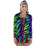 Zebra Rainbow Women s Long Sleeve Hooded T-shirt