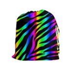 Zebra Rainbow Drawstring Pouch (XL)