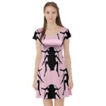 Pink Roaches Short Sleeve Skater Dress