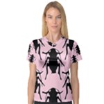 Pink Roaches Women s V-Neck Sport Mesh Tee