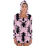 Pink Roaches Women s Long Sleeve Hooded T-shirt