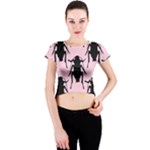 Pink Roaches Crew Neck Crop Top