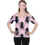 Pink Roaches Women s Cutout Shoulder Tee