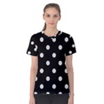 Polka Dots - Pastel Pink on Black Women s Cotton Tee