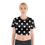 Polka Dots - Pastel Pink on Black Cotton Crop Top