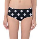 Polka Dots - Pastel Pink on Black Mid-Waist Bikini Bottoms