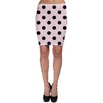 Polka Dots - Black on Misty Rose Pink Bodycon Skirt