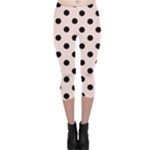 Polka Dots - Black on Misty Rose Pink Capri Leggings