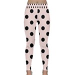 Polka Dots - Black on Misty Rose Pink Yoga Leggings