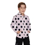 Polka Dots - Black on Misty Rose Pink Wind Breaker (Kids)