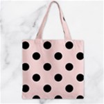 Polka Dots - Black on Misty Rose Pink Zipper Grocery Tote Bag