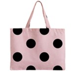 Polka Dots - Black on Misty Rose Pink Zipper Mini Tote Bag