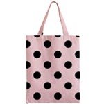 Polka Dots - Black on Misty Rose Pink Zipper Classic Tote Bag