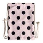 Polka Dots - Black on Misty Rose Pink Drawstring Bag (Large)