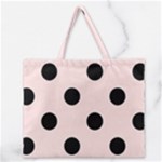 Polka Dots - Black on Misty Rose Pink Zipper Large Tote Bag