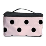 Polka Dots - Black on Misty Rose Pink Cosmetic Storage Case