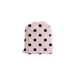 Polka Dots - Black on Misty Rose Pink Drawstring Pouch (XS)