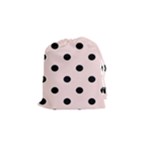 Polka Dots - Black on Misty Rose Pink Drawstring Pouch (S)