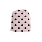 Polka Dots - Black on Misty Rose Pink Drawstring Pouch (M)