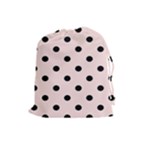 Polka Dots - Black on Misty Rose Pink Drawstring Pouch (L)