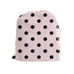 Polka Dots - Black on Misty Rose Pink Drawstring Pouch (XL)