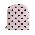 Polka Dots - Black on Misty Rose Pink Drawstring Pouch (XXl)