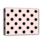 Polka Dots - Black on Misty Rose Pink Deluxe Canvas 16  x 12  (Stretched)