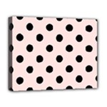 Polka Dots - Black on Misty Rose Pink Deluxe Canvas 20  x 16  (Stretched)