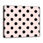 Polka Dots - Black on Misty Rose Pink Deluxe Canvas 24  x 20  (Stretched)