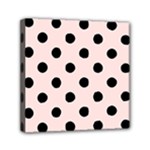 Polka Dots - Black on Misty Rose Pink Mini Canvas 6  x 6  (Stretched)