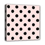 Polka Dots - Black on Misty Rose Pink Mini Canvas 8  x 8  (Stretched)