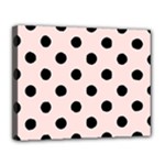 Polka Dots - Black on Misty Rose Pink Canvas 14  x 11  (Stretched)