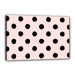 Polka Dots - Black on Misty Rose Pink Canvas 18  x 12  (Stretched)