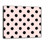 Polka Dots - Black on Misty Rose Pink Canvas 20  x 16  (Stretched)