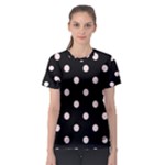 Polka Dots - Misty Rose Pink on Black Women s Sport Mesh Tee