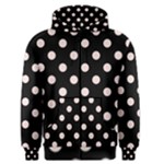 Polka Dots - Misty Rose Pink on Black Men s Zipper Hoodie