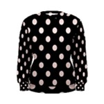 Polka Dots - Misty Rose Pink on Black Women s Sweatshirt