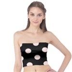 Polka Dots - Misty Rose Pink on Black Tube Top