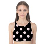 Polka Dots - Misty Rose Pink on Black Tank Bikini Top