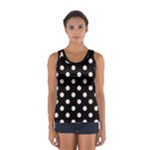 Polka Dots - Misty Rose Pink on Black Women s Sport Tank Top