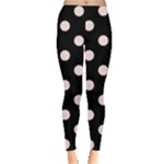 Polka Dots - Misty Rose Pink on Black Women s Leggings