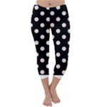 Polka Dots - Misty Rose Pink on Black Capri Winter Leggings