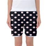 Polka Dots - Misty Rose Pink on Black Women s Basketball Shorts