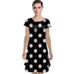 Polka Dots - Misty Rose Pink on Black Cap Sleeve Nightdress