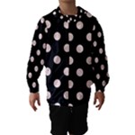 Polka Dots - Misty Rose Pink on Black Hooded Wind Breaker (Kids)