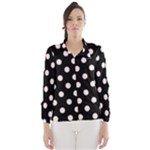 Polka Dots - Misty Rose Pink on Black Wind Breaker (Women)