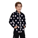 Polka Dots - Misty Rose Pink on Black Wind Breaker (Kids)