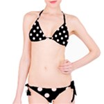 Polka Dots - Misty Rose Pink on Black Bikini Set