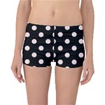 Polka Dots - Misty Rose Pink on Black Reversible Boyleg Bikini Bottoms