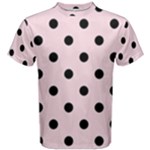 Polka Dots - Black on Piggy Pink Men s Cotton Tee